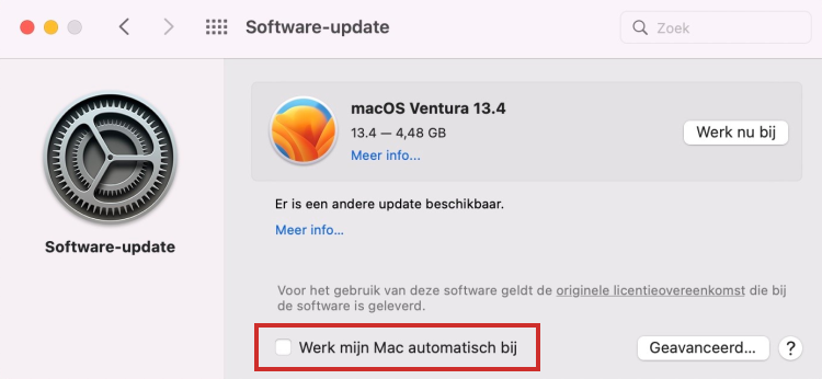 Automatisch software-updates instellen macOS 12 Monterey